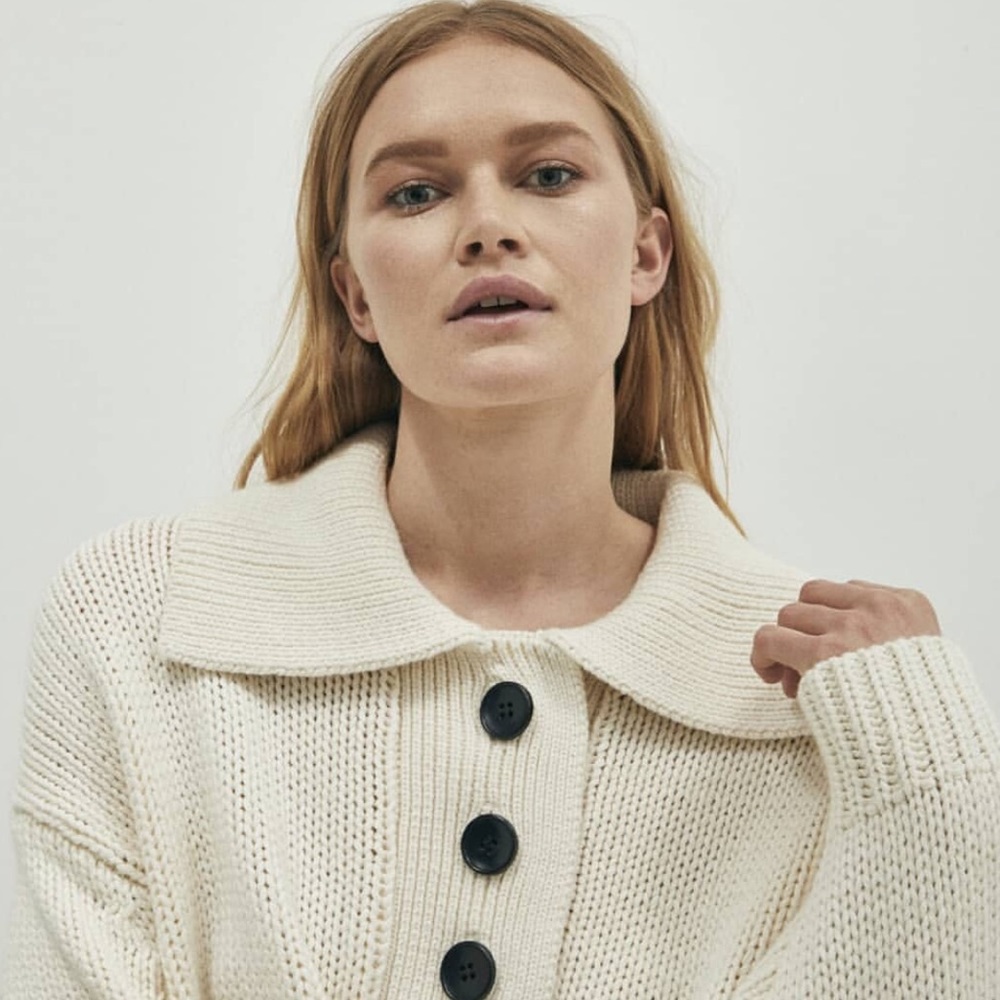 Bassike Oversized Polo Neck Knit Sweater